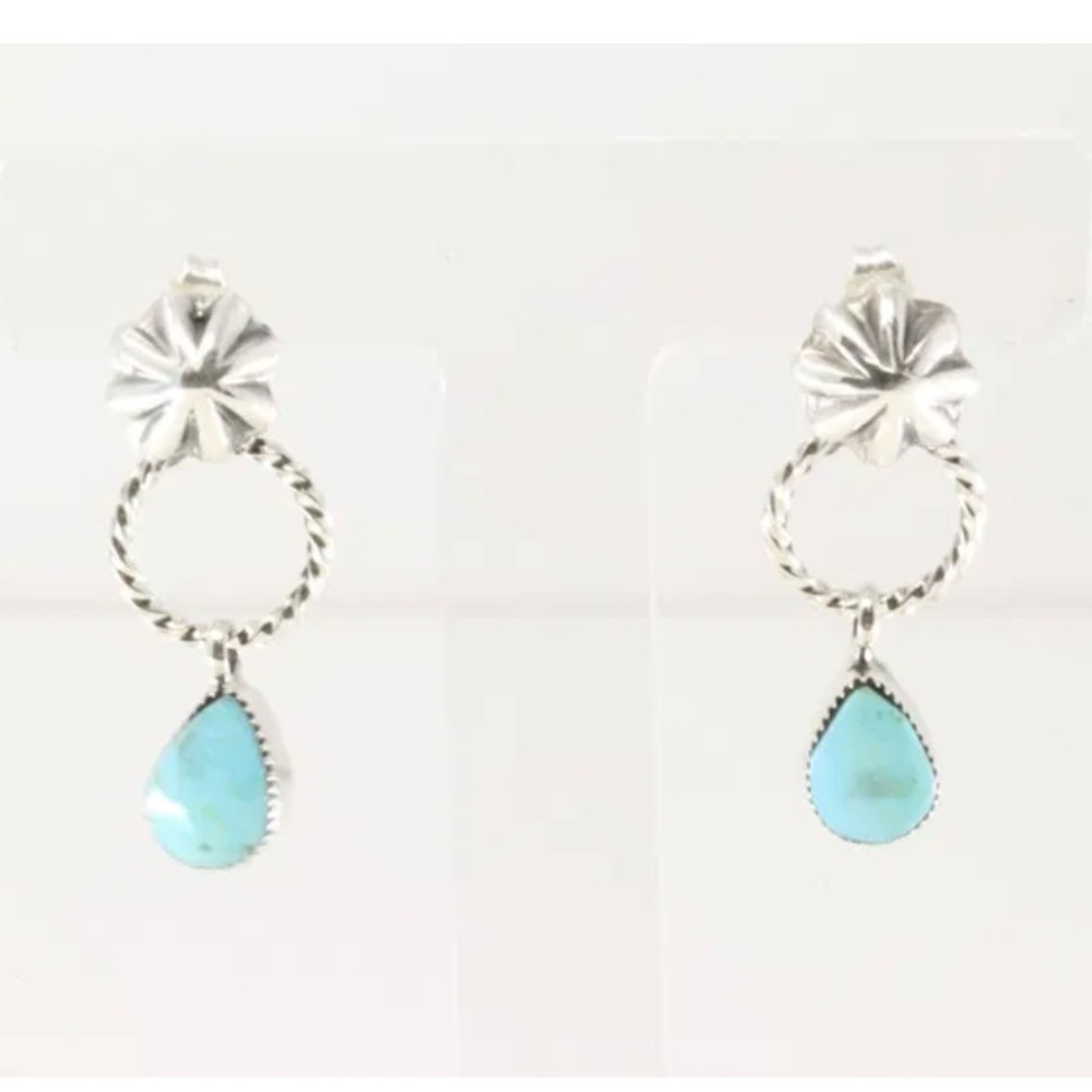 Sterling silver and turquoise Navajo Drop Earrings